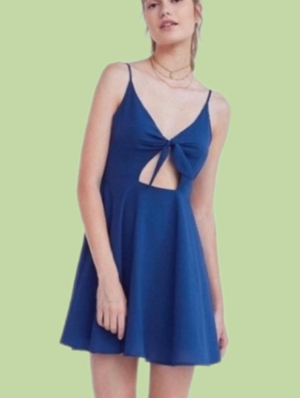 Kimchi Blue Urban Outfitters Tie Front Cutout Sweetheart Mini Dress Blue Size 2